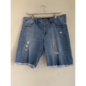 Max Jeans Shorts Ripped Distressed Frayed Blue Jean Shorts Size 14 Cotton